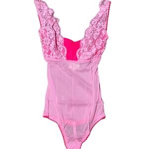 We Are HAH U Up Size Small NEW Womens Pink Lady Sexy Lace Bodysuit NWT